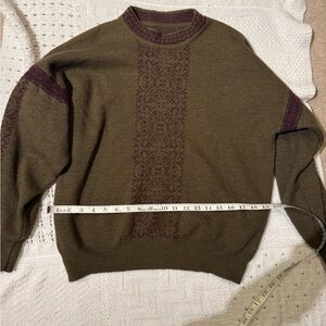 Men's Olive and Maroon Sweater